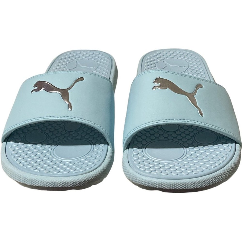 🌹Women’s Slides Size 9 PUMA Cool Cat Style: 371016 17 Blue Glow Silver - Picture 2 of 11